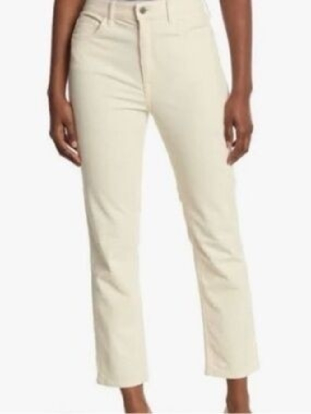 Club Monaco Cropped High-Rise Corduroy "Skinny" in Cream